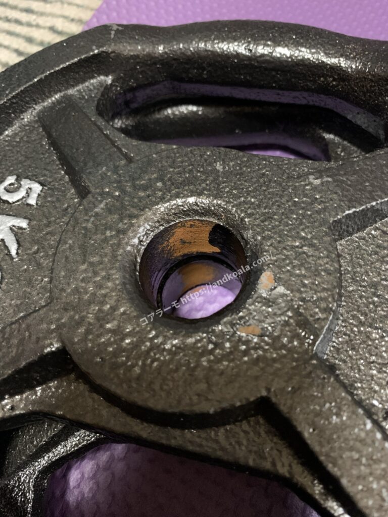 モリヤのバーベルプレートに見られた錆の状態